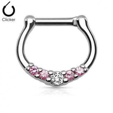 Septum Clicker Kirurgisk stål Mini m. Pink Sten - Fatima.Dk